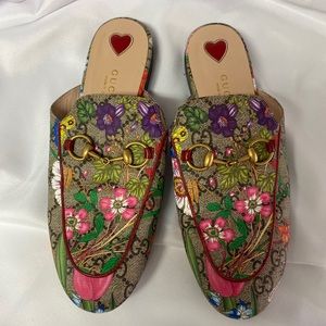 Gucci Beige Princetown Floral Supreme Mule